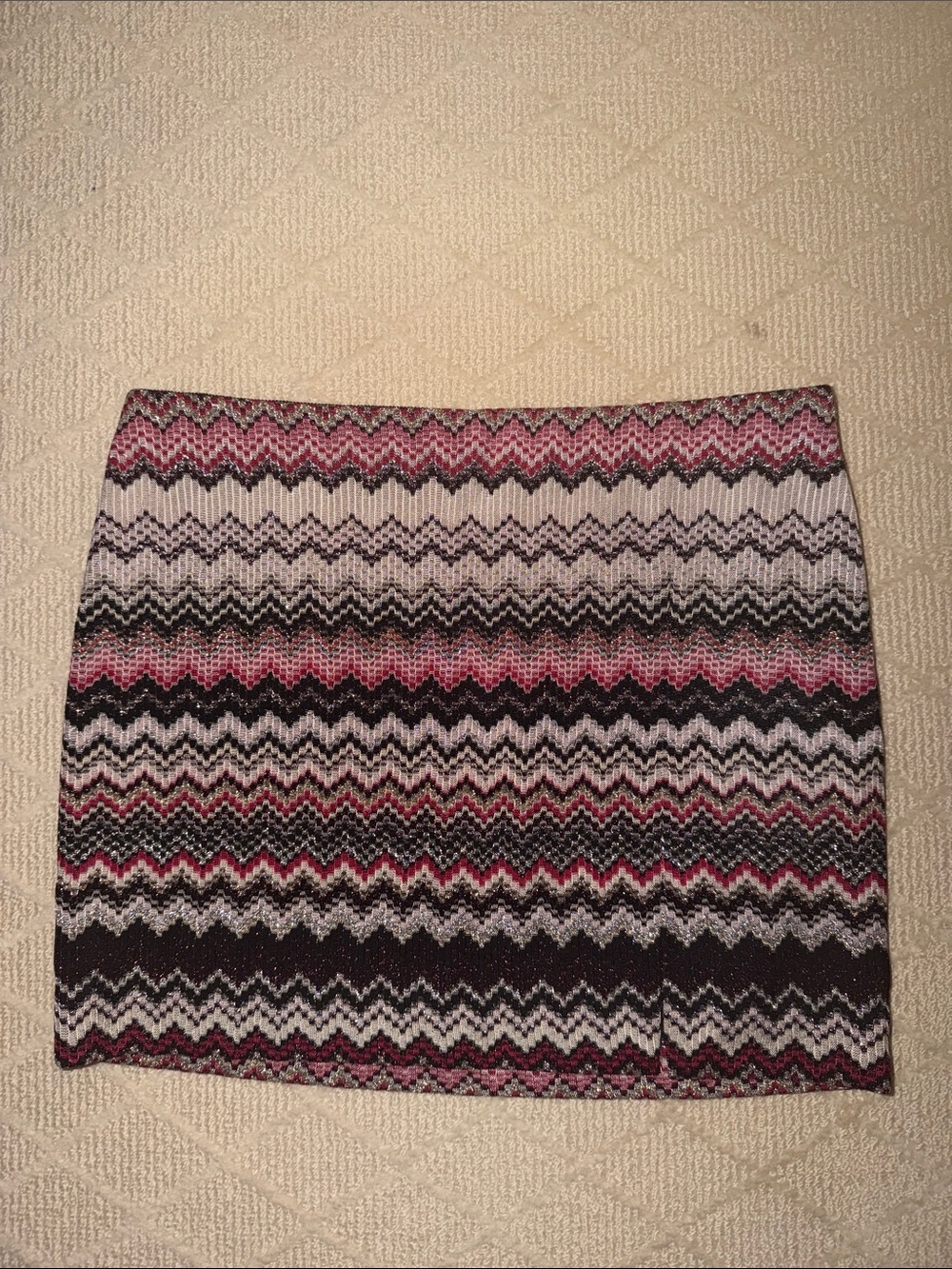 Missoni Pink, Black & Cream Chevron Knit Mini Skirt